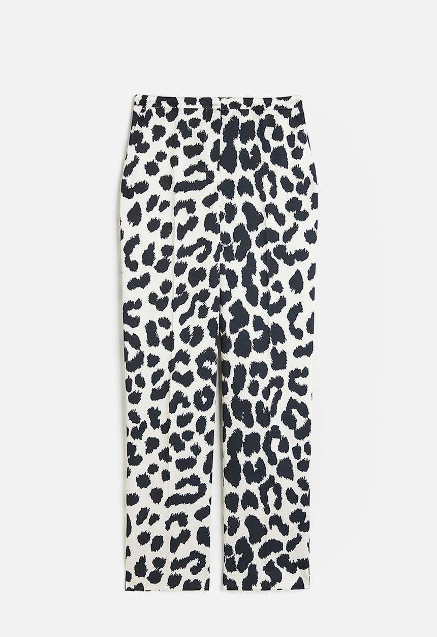 H&M - Straight trousers - white & black 