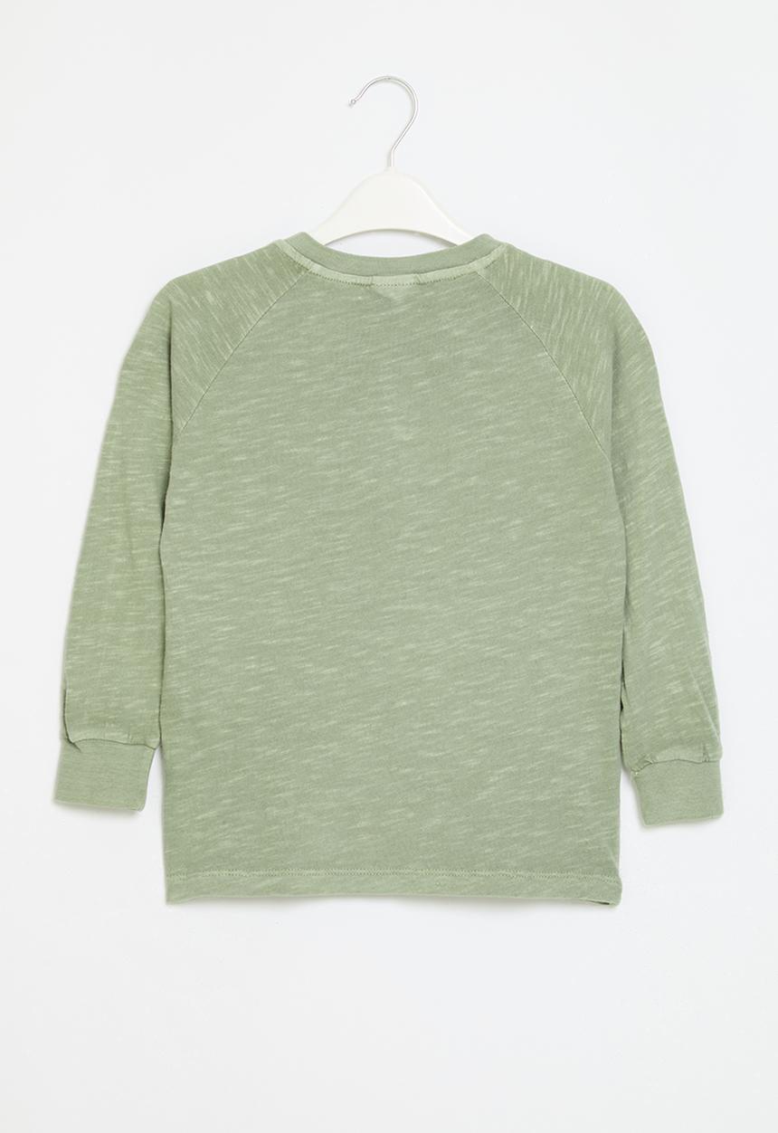 Cotton On - Hayden long sleeve henley tee - deep sage slub