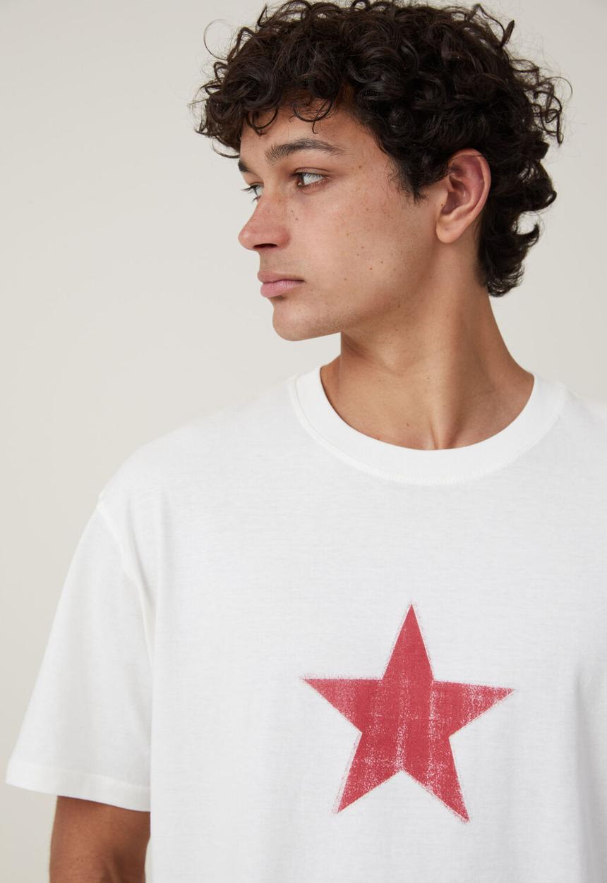 Cotton On - Loose fit art t-shirt - vintage wite/mini star 