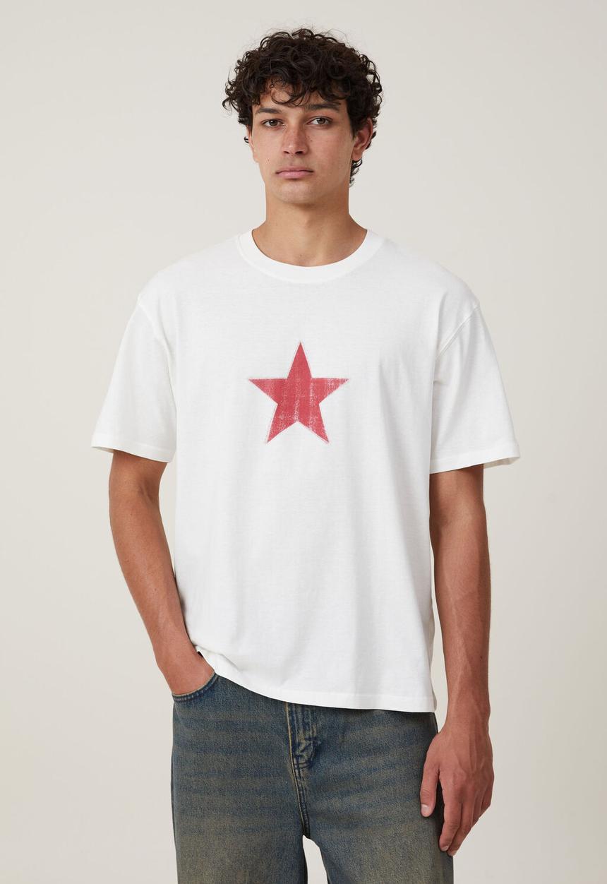 Cotton On - Loose fit art t-shirt - vintage wite/mini star 
