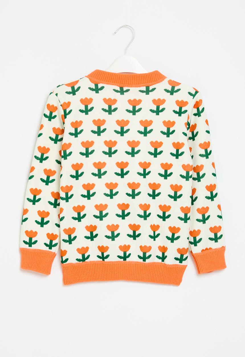Pop Candy - Printed knit sweater - white & orange