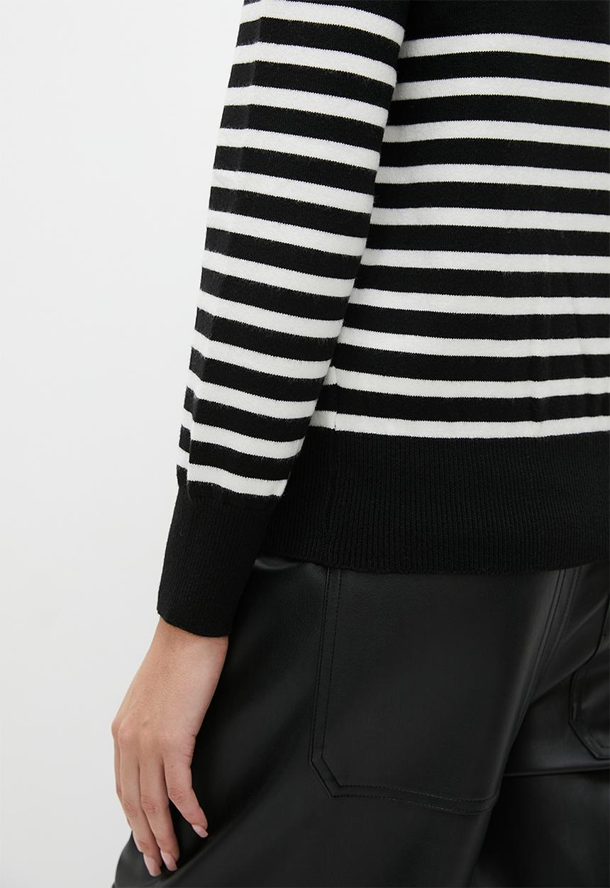 SISSY BOY - Stripe Knit W Diamante Branding - Black & White