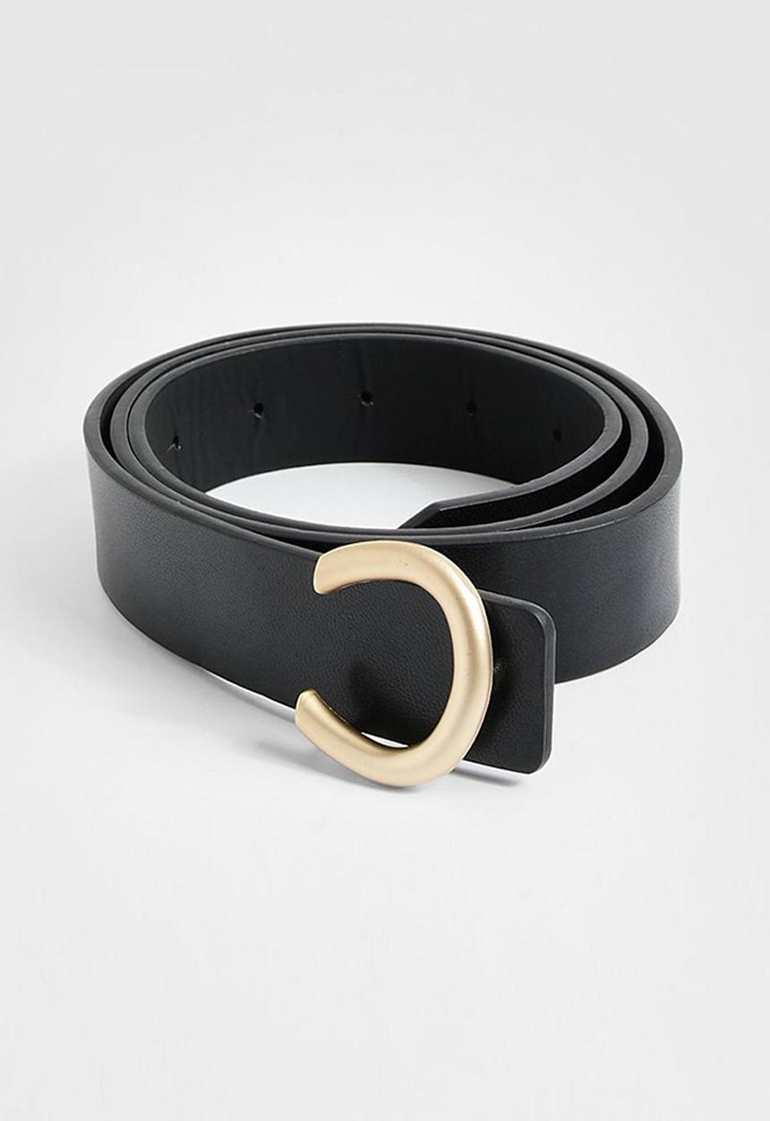 boohoo - Horseshoe buckle detail belt - black