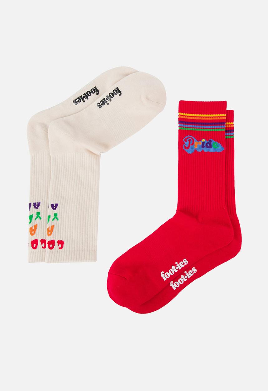 Foot-ies - Come As You Are Sneaker Sock 2 Pack - Red/Cream