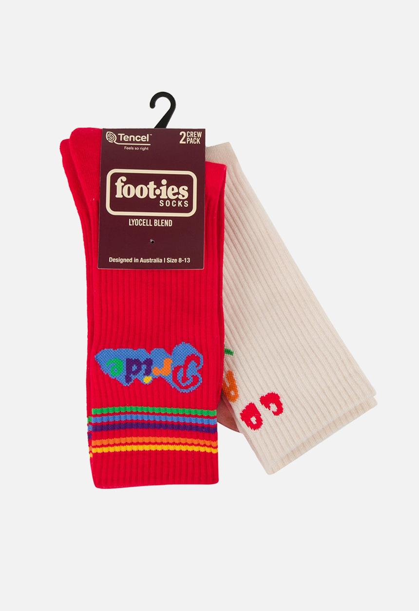 Foot-ies - Come As You Are Sneaker Sock 2 Pack - Red/Cream