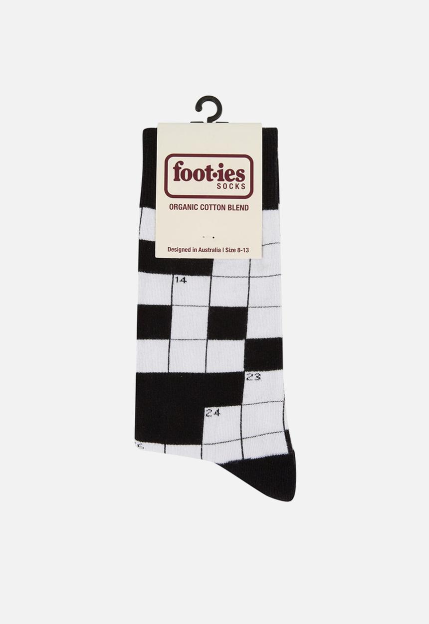 Foot-ies - Crosswords Organic Cotton Sock - Black & White