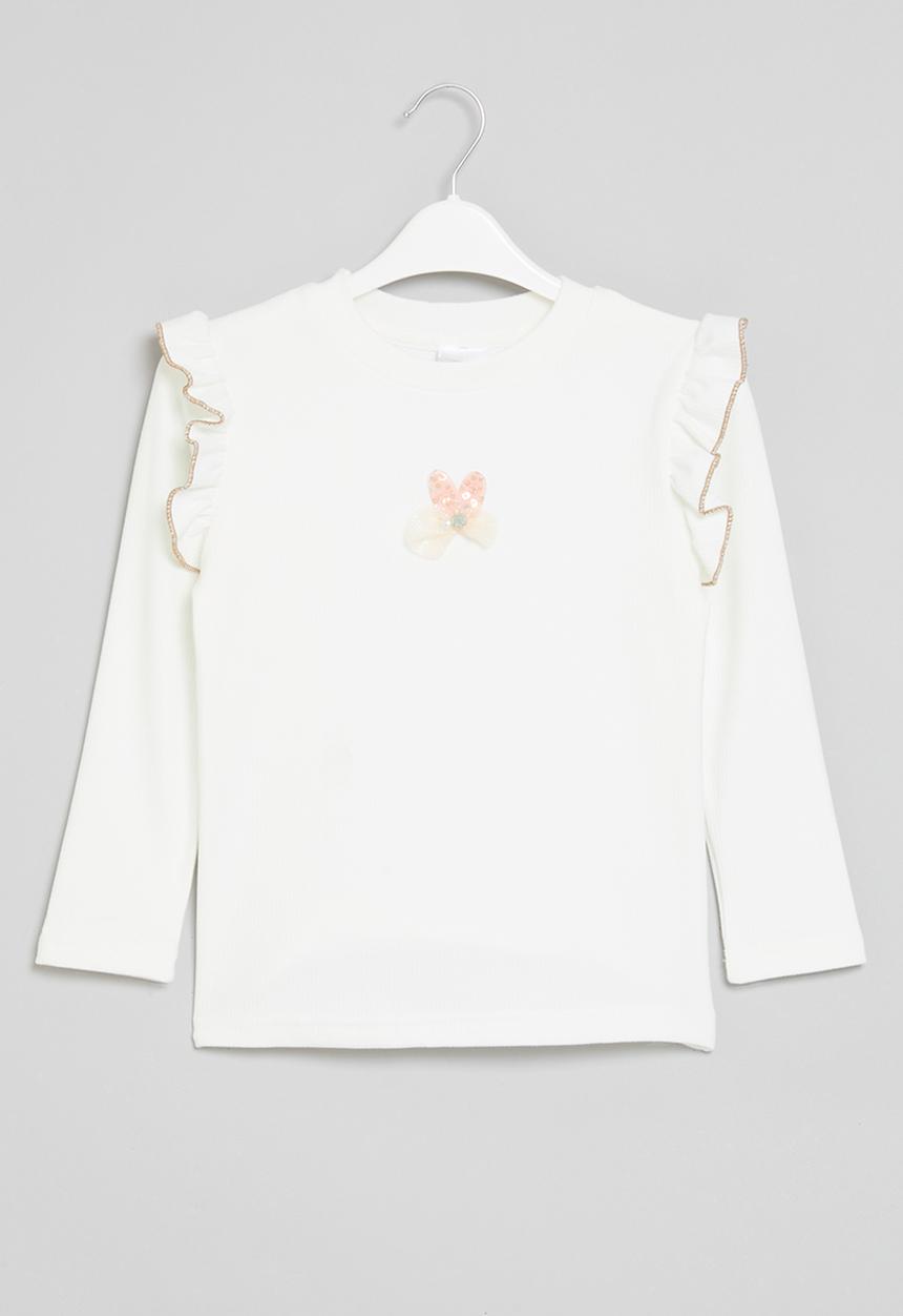 Pop Candy - Frill sleeve top - white