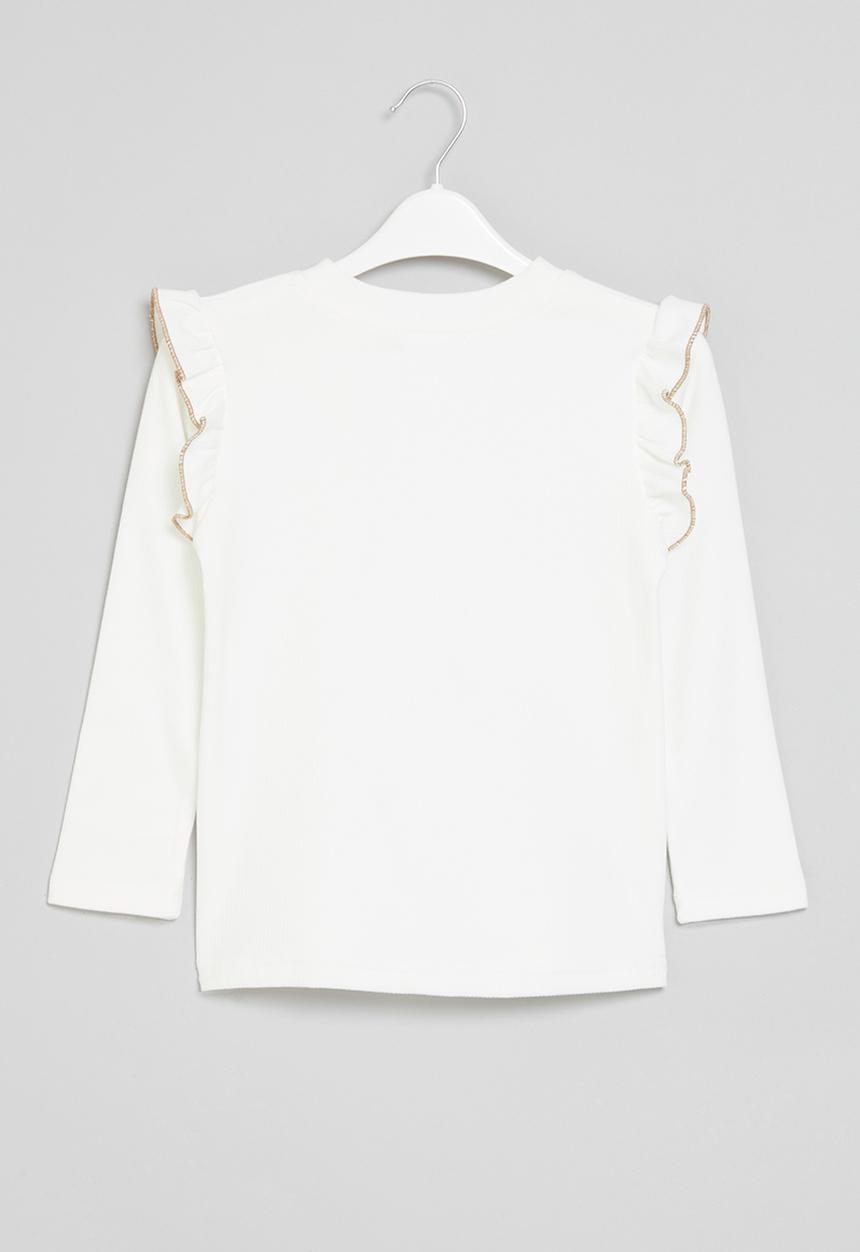 Pop Candy - Frill sleeve top - white