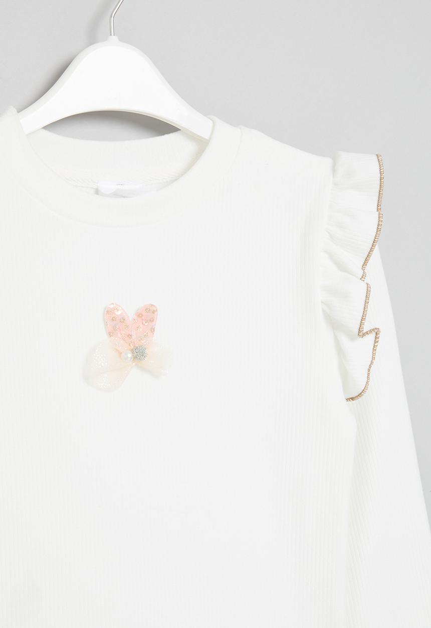 Pop Candy - Frill sleeve top - white