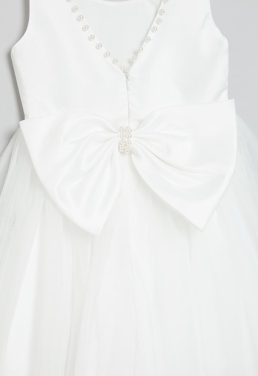 Pop Candy - Bow detail occasion dress - white