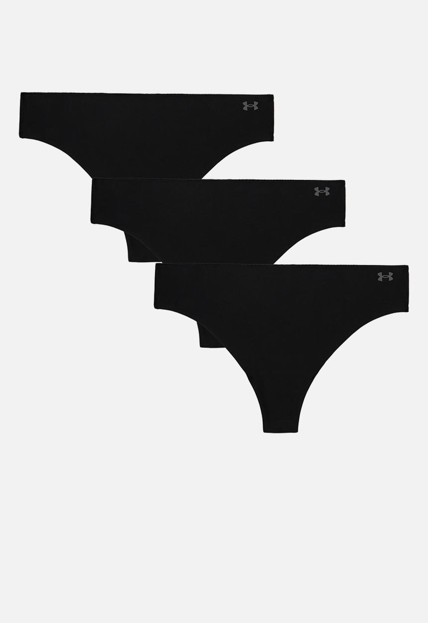 Under Armour - Ua Pure Stretch No Show Thong Solid 3 Pack - Black
