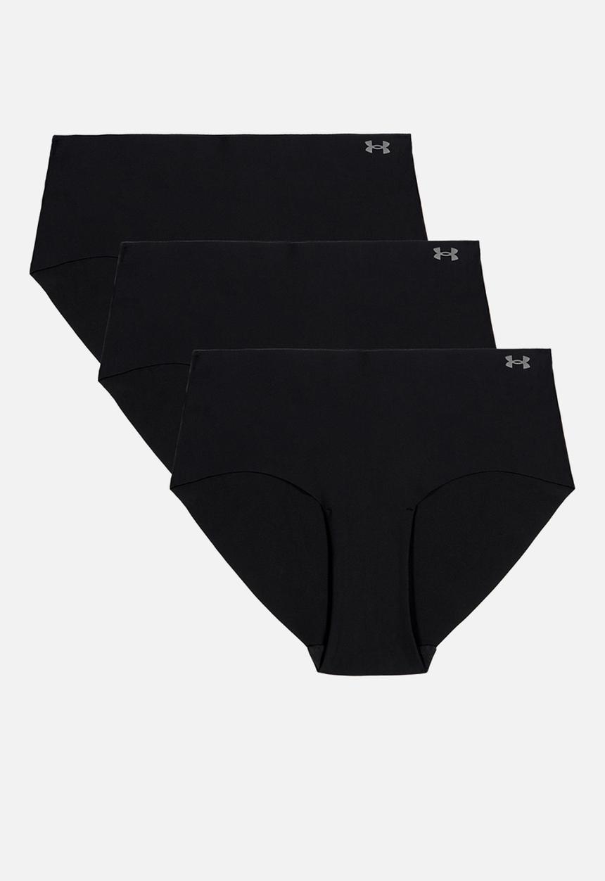 Under Armour - Ua Pure Stretch No Show Hipster Solid 3 Pack - Black