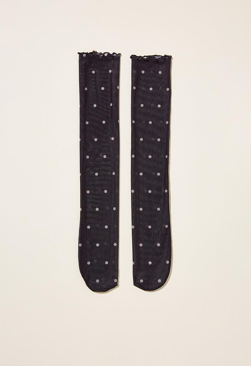 Rubi - Printed Mesh Sock - Polly Polka Dot/Taupe Spot