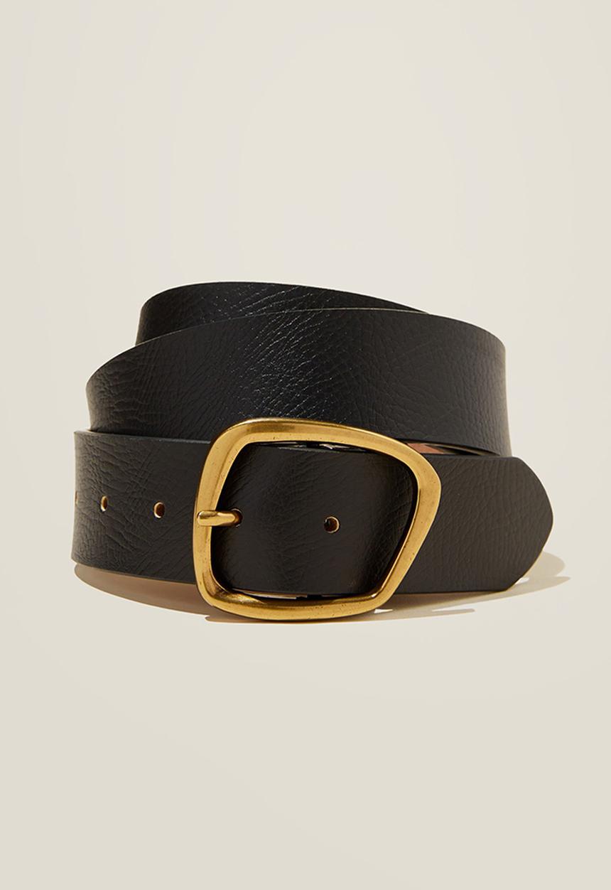 Rubi - Fifth ave leather belt - black/antique gold