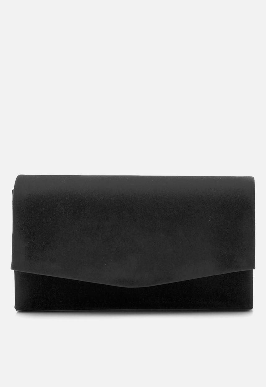 boohoo - Structured suedette clutch bag & chain - black