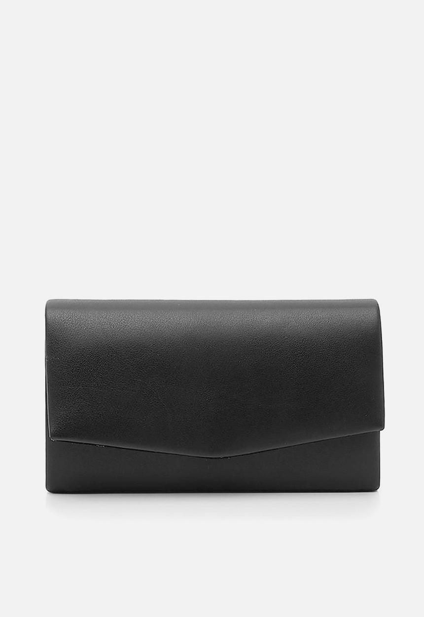 boohoo - Smooth pu structured clutch bag & chain - black