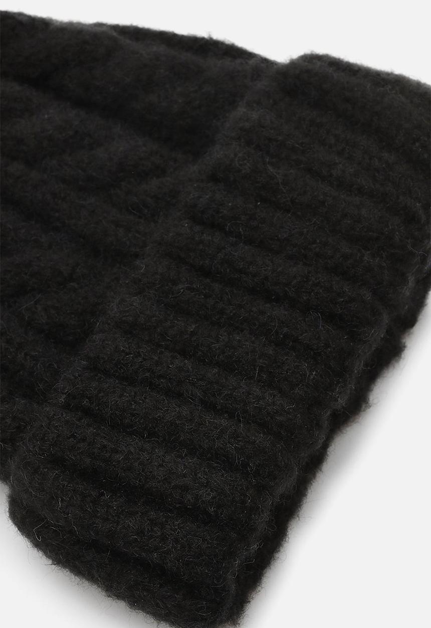 boohoo - Chunky mixed marl cable knit beanie - black