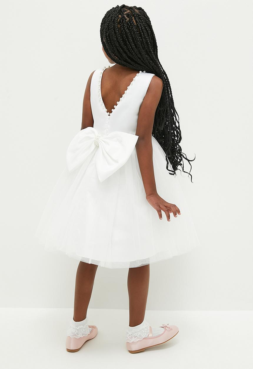 Pop Candy - Bow detail occasion dress - white