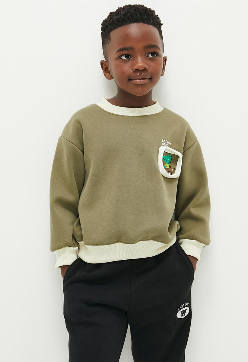 Pop Candy - Contrast sweat top - ecru & khaki