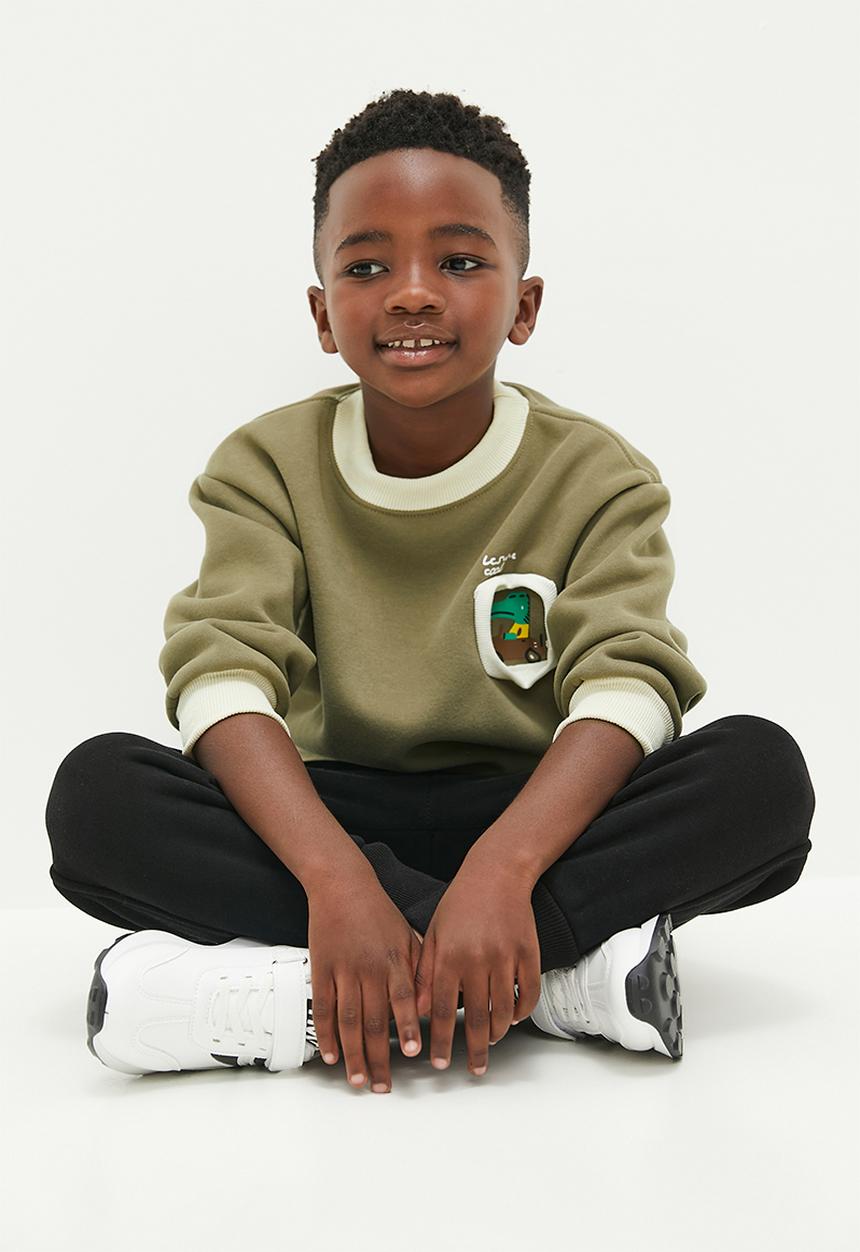 Pop Candy - Contrast sweat top - ecru & khaki
