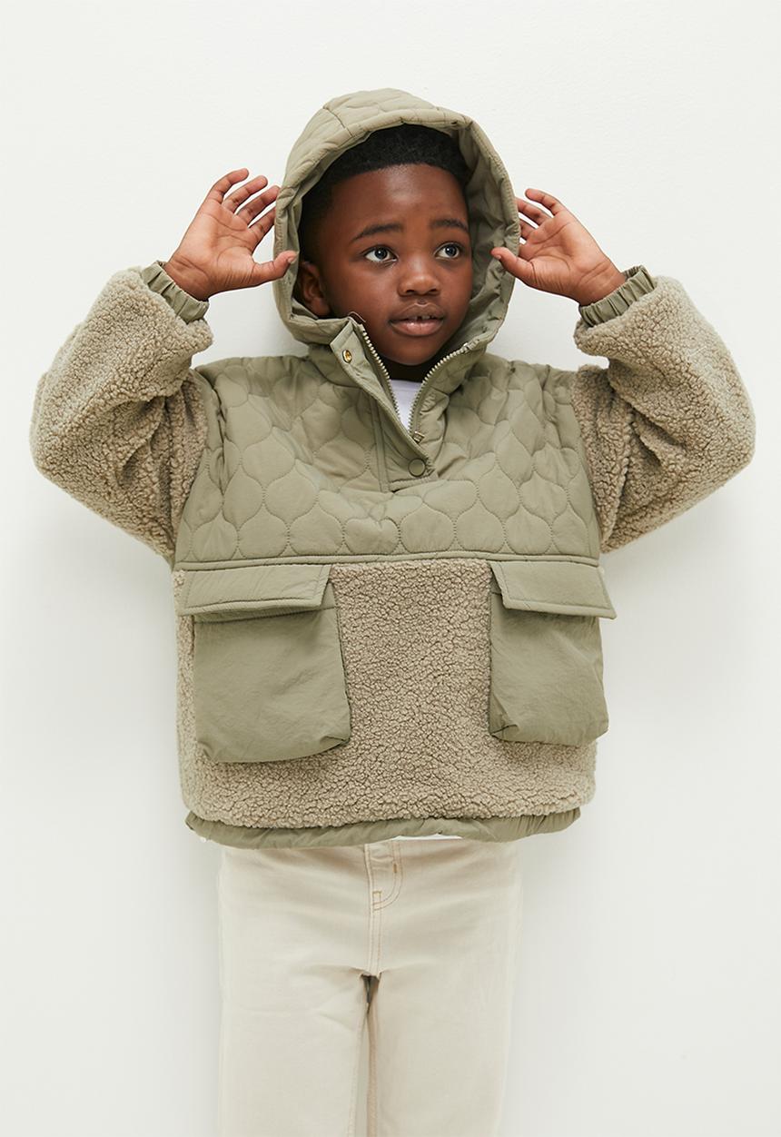 Pop Candy - Quilted teddy fleece jacket - green