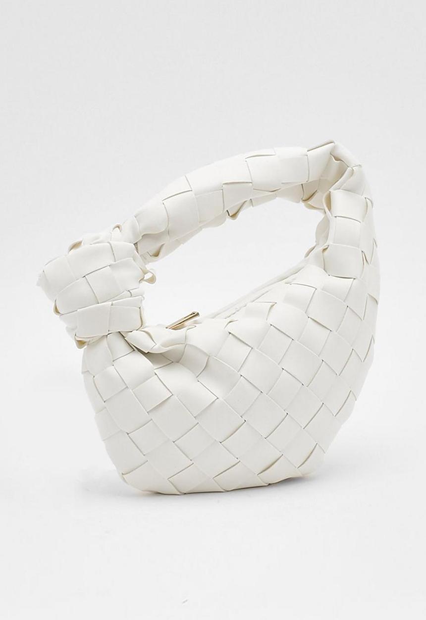 boohoo - Woven knot handle grab bag - white