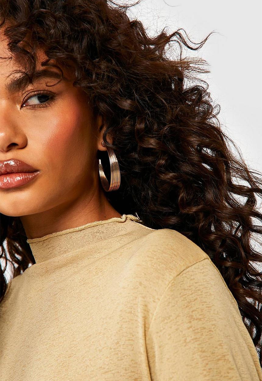 boohoo - Banded wide hoop earrings - gold