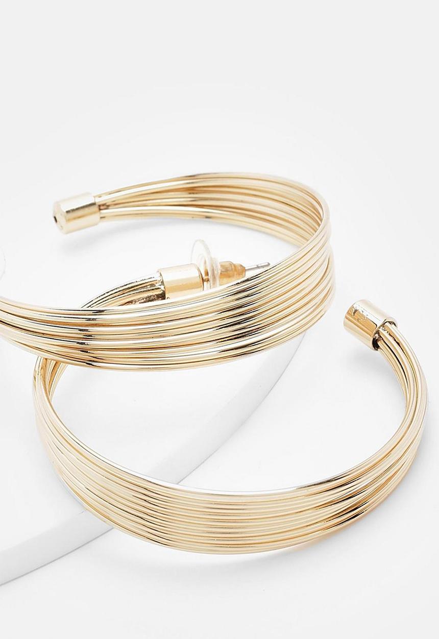 boohoo - Banded wide hoop earrings - gold