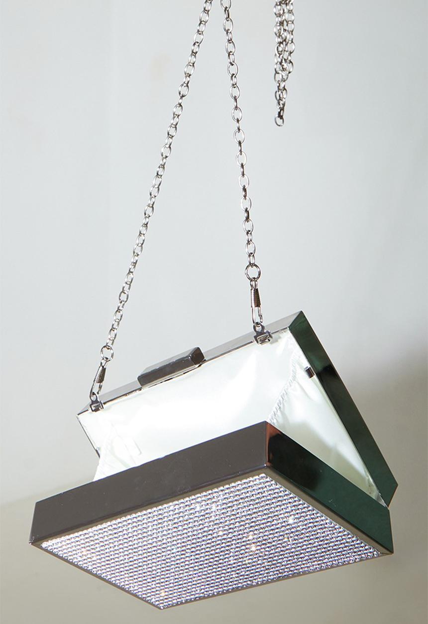 PrettyLittleThing - Silver diamante box clutch - silver