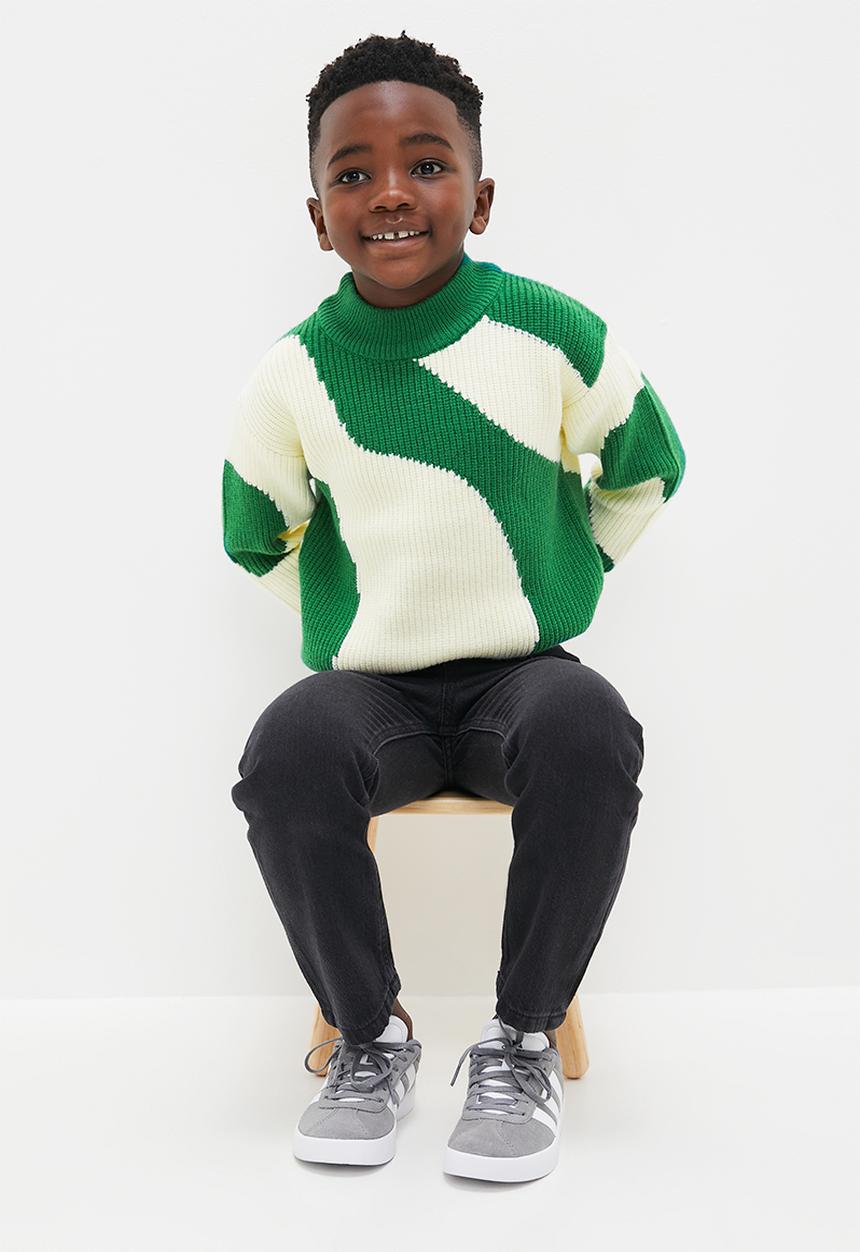 Pop Candy - Knitted jersey - green & cream