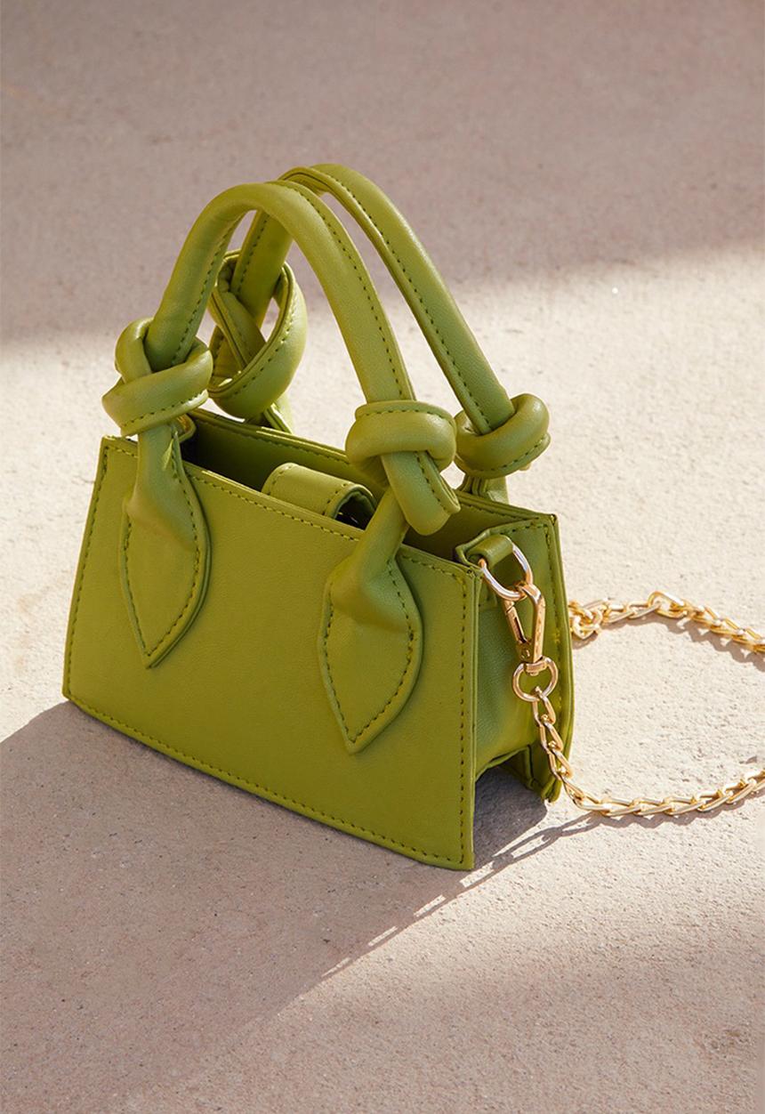 PrettyLittleThing - Olive pu mini knot handle grab bag - olive