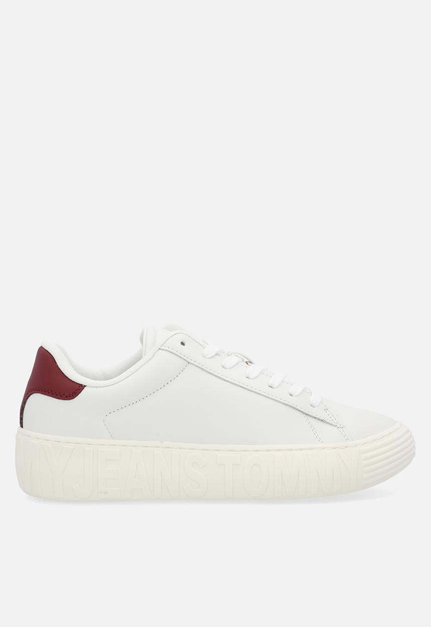 Tommy Hilfiger - TJW Cupsole Leather Low Cut - Ecru/Rouge