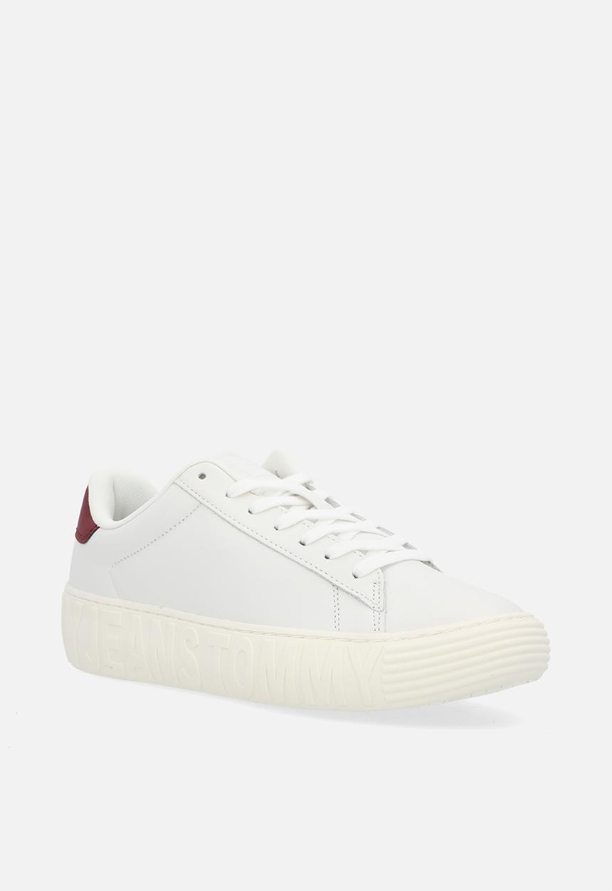 Tommy Hilfiger - TJW Cupsole Leather Low Cut - Ecru/Rouge