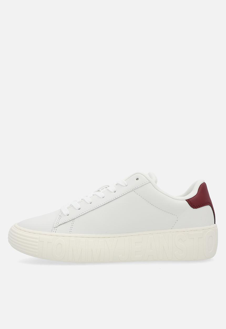 Tommy Hilfiger - TJW Cupsole Leather Low Cut - Ecru/Rouge