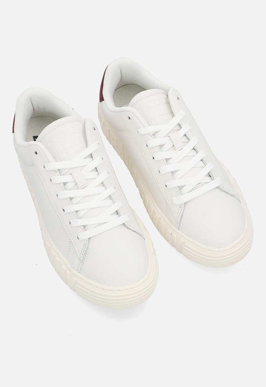 Tommy Hilfiger - TJW Cupsole Leather Low Cut - Ecru/Rouge