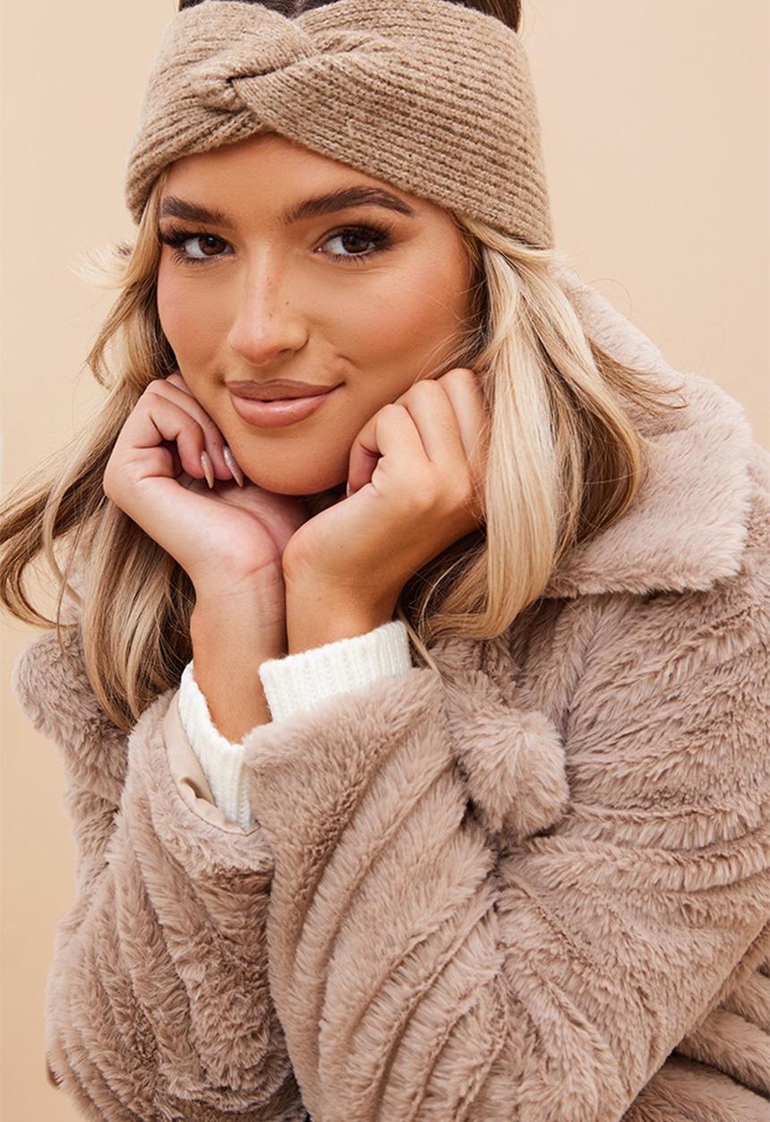 PrettyLittleThing - Oatmeal knitted headband - oatmeal