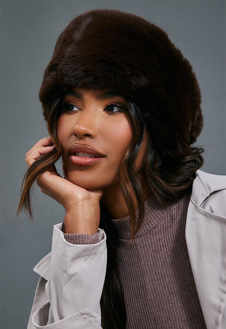 PrettyLittleThing - Chocolate soft faux fur headband - chocolate