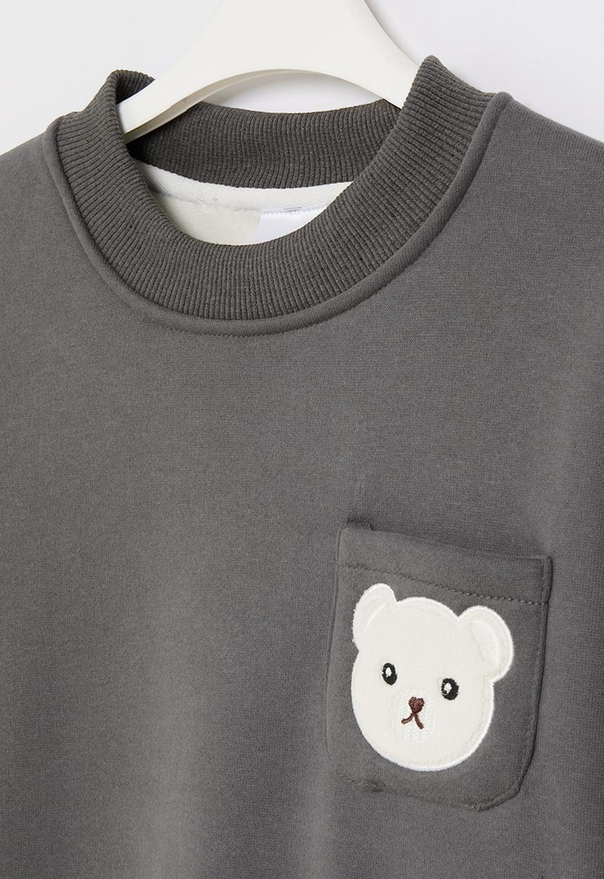 Pop Candy - Colour block teddy bear sweat top - grey & white