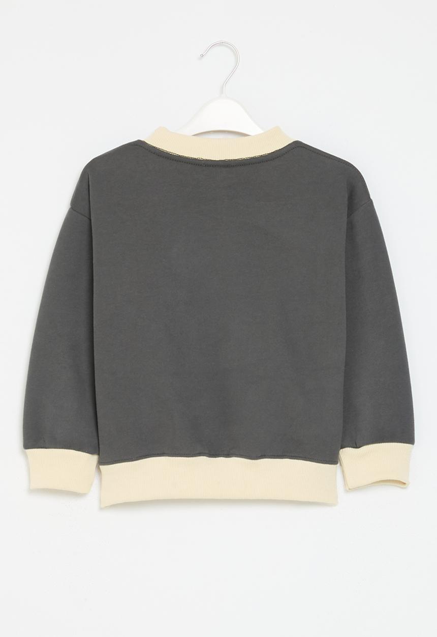 Pop Candy - Contrast sweat top - grey & ecru