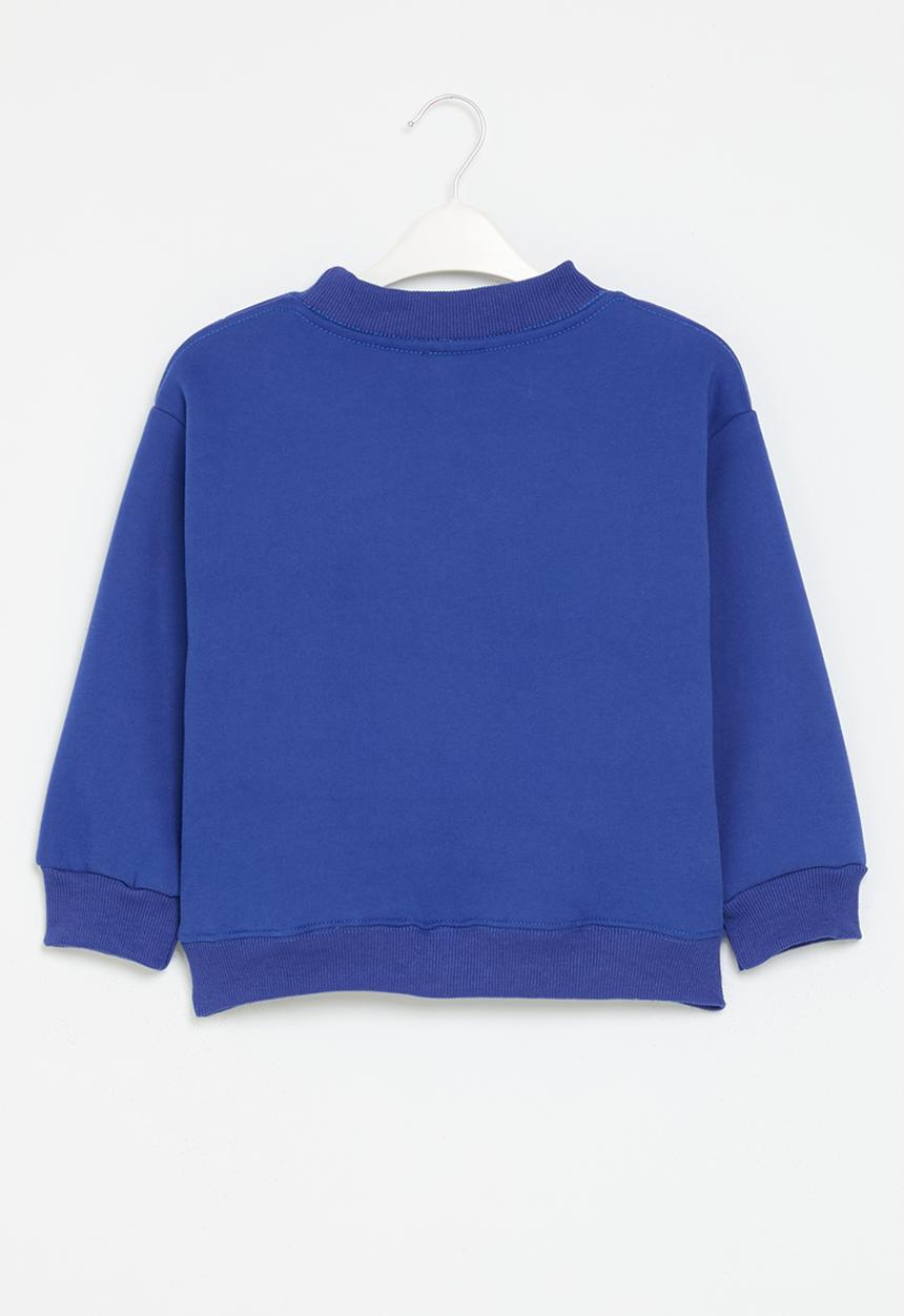 Pop Candy - Printed sequins face sweat top - blue