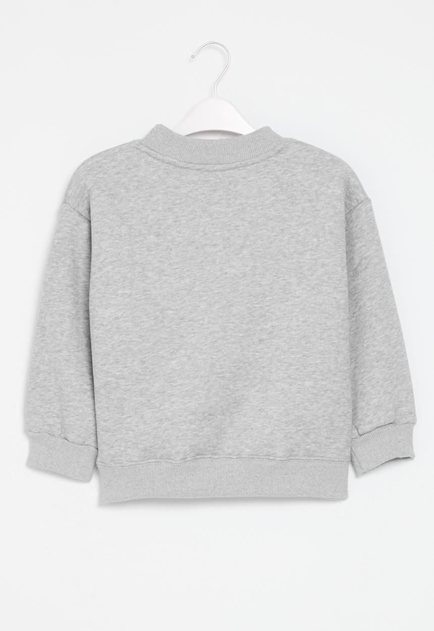 Pop Candy - Printed sequins face sweat top - grey