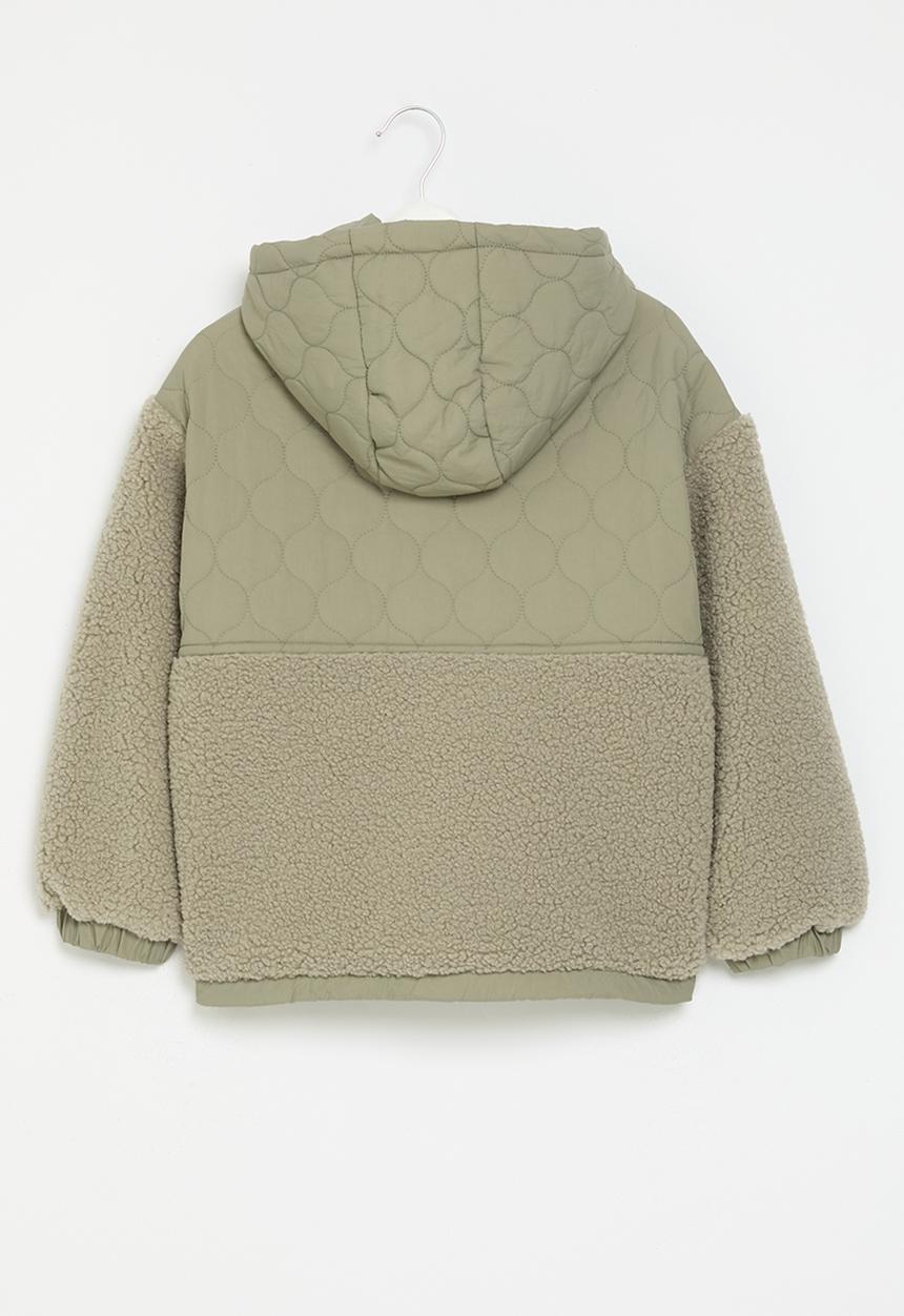 Pop Candy - Quilted teddy fleece jacket - green