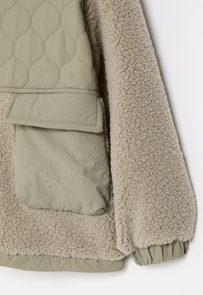 Pop Candy - Quilted teddy fleece jacket - green
