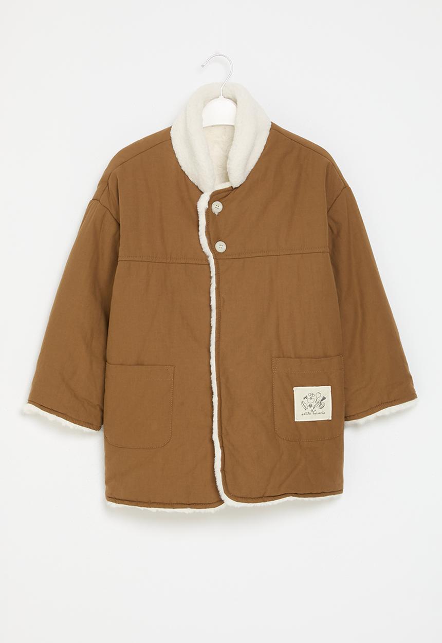 Pop Candy - Faux fur jacket - rust & cream