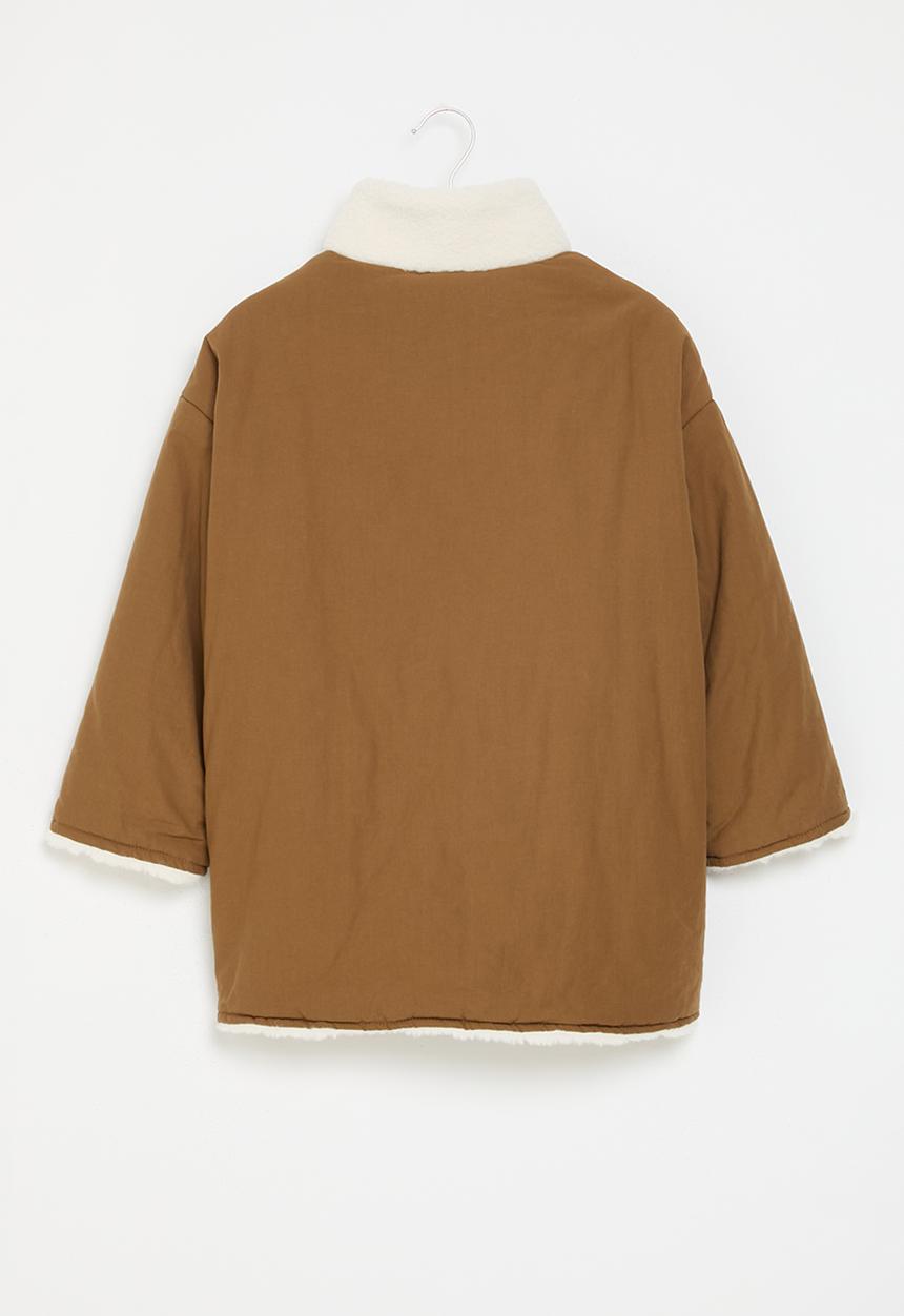 Pop Candy - Faux fur jacket - rust & cream