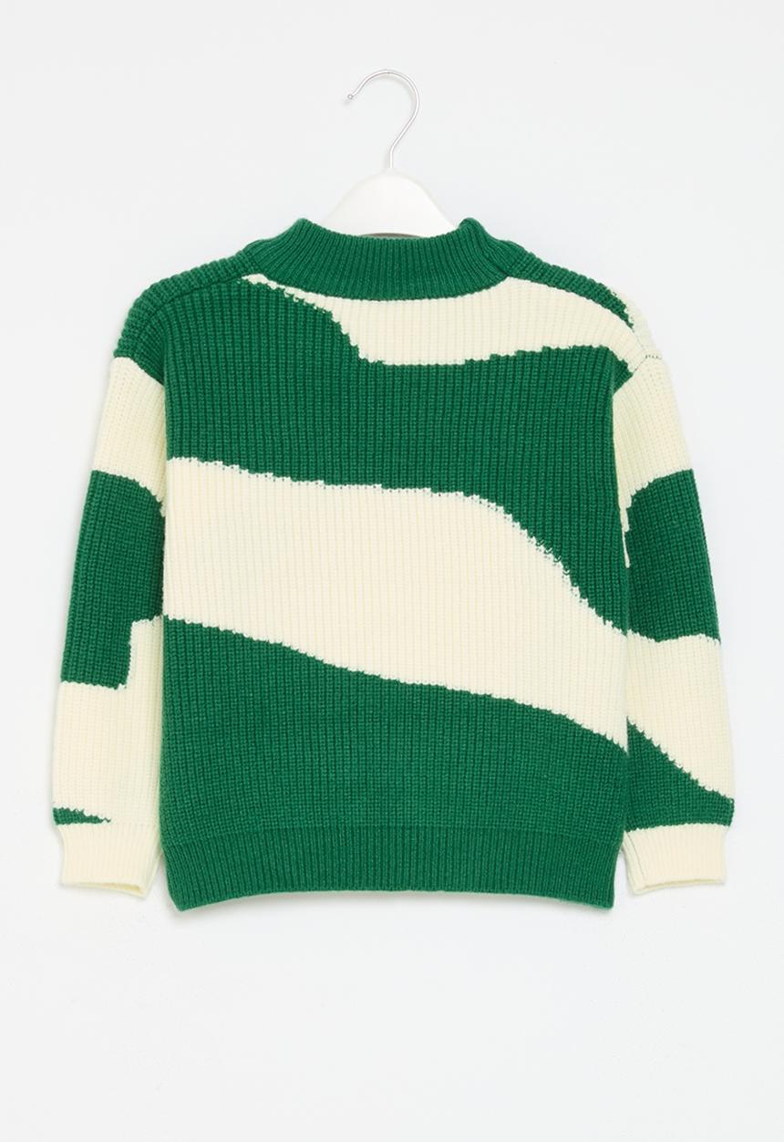 Pop Candy - Knitted jersey - green & cream
