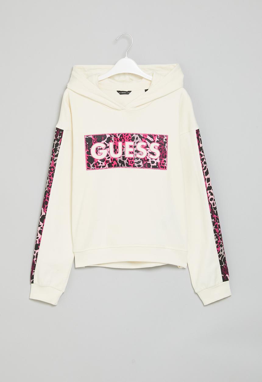 GUESS - Hooded long sleeve active top - cream white