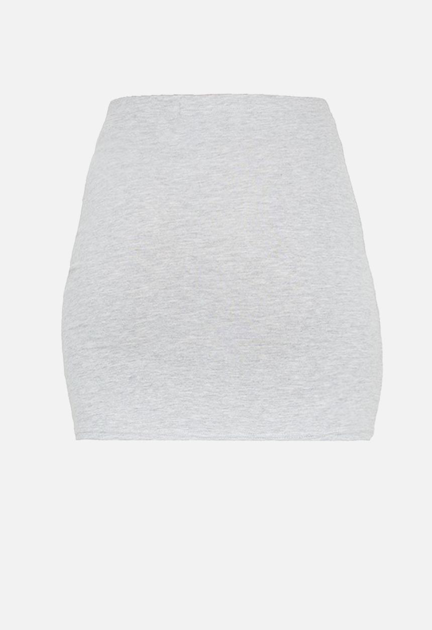PrettyLittleThing - Basic marl grey cotton blend jersey mini skirt - grey