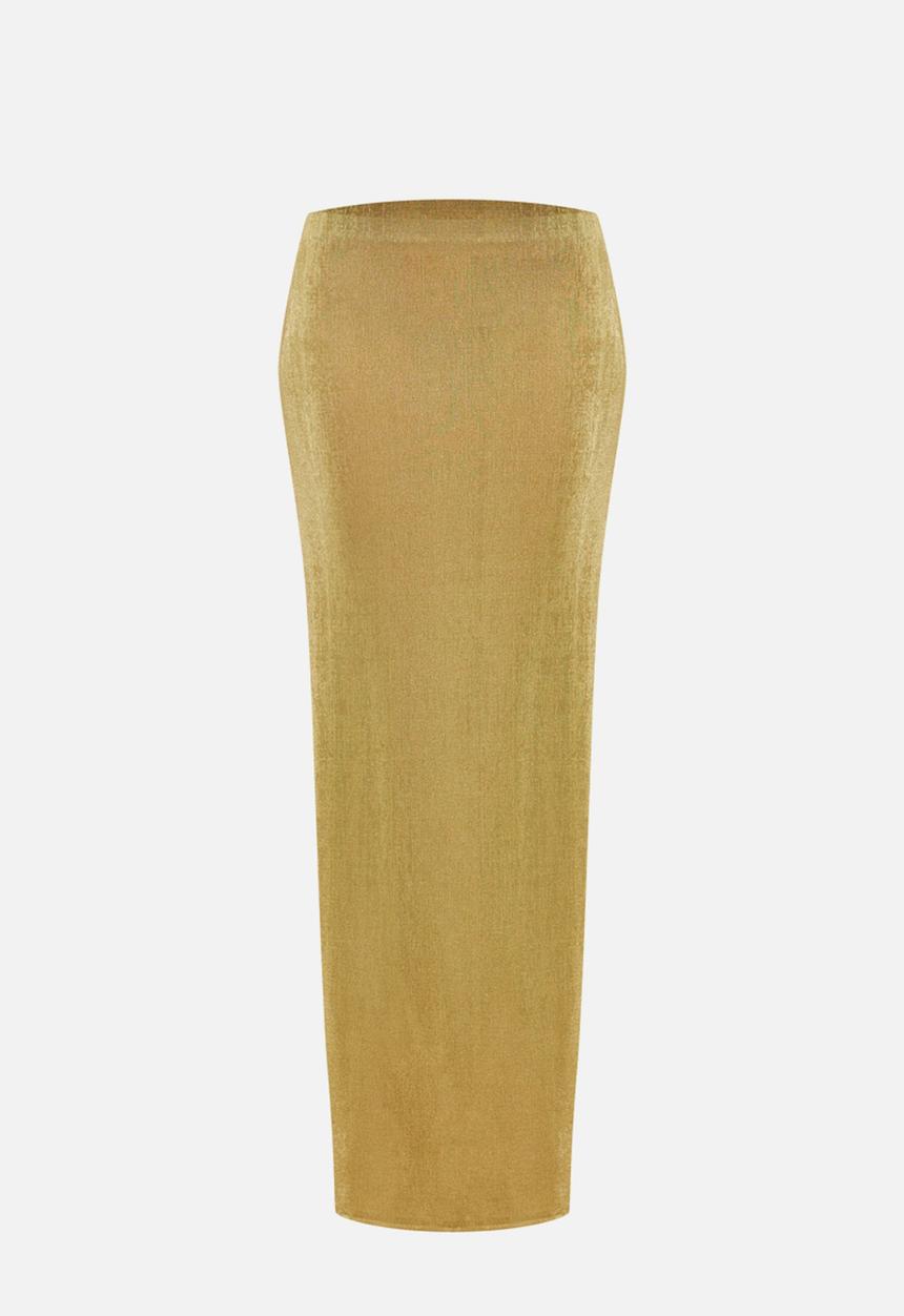PrettyLittleThing - Olive slinky acetate basic maxi skirt - olive