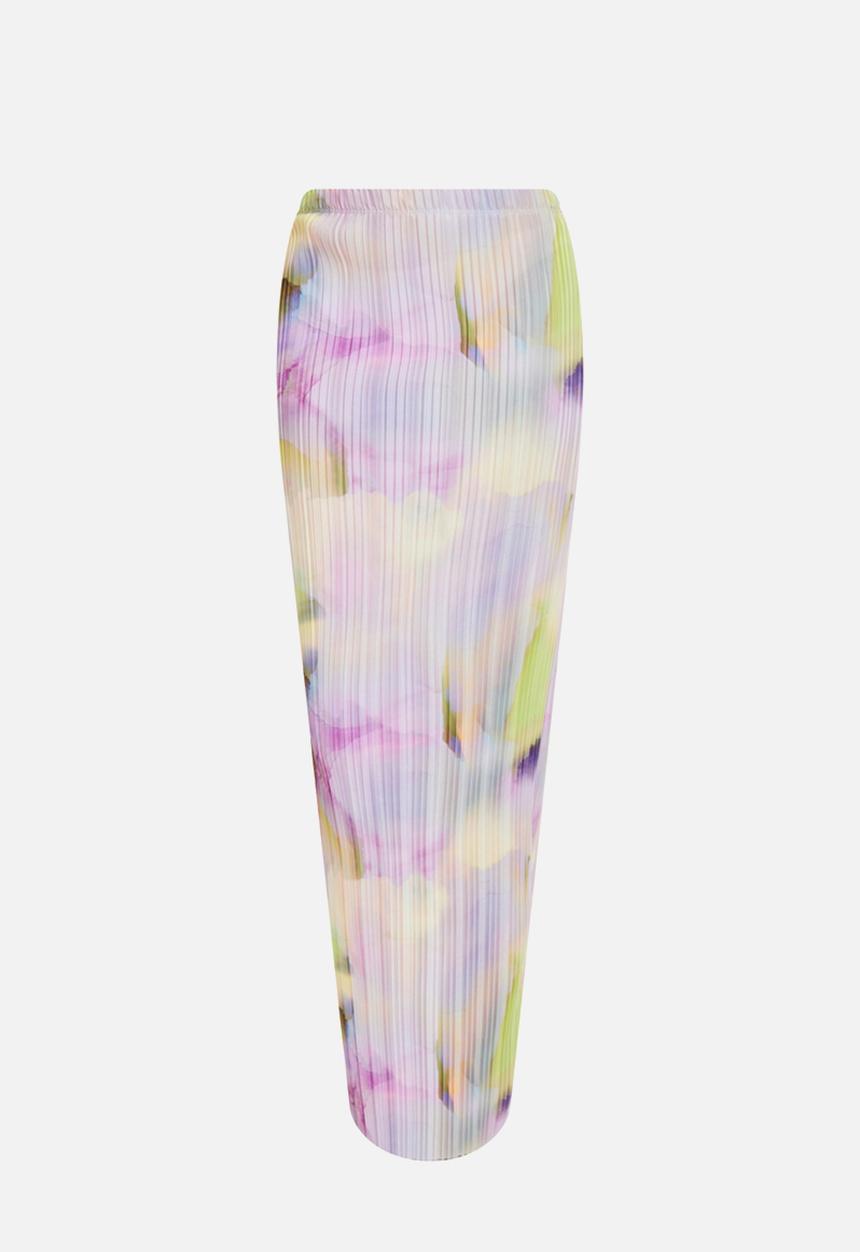 PrettyLittleThing - Multi watercolour print plisse maxi skirt - multi
